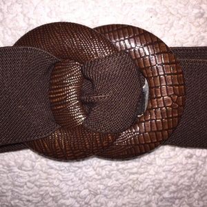 Chocolate Brown Stretch Belt with Detailed Buckle